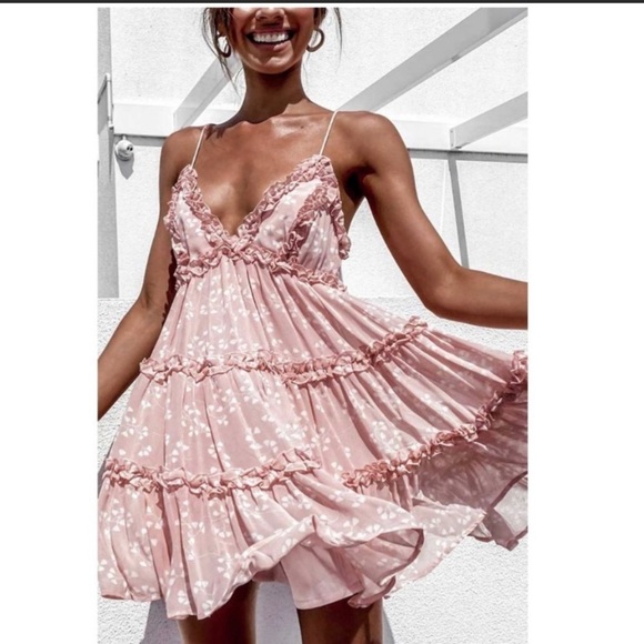 🎉CLEARANCE MARKDOWN--Ruffle Trim Floral Cami Dress - Picture 2 of 9